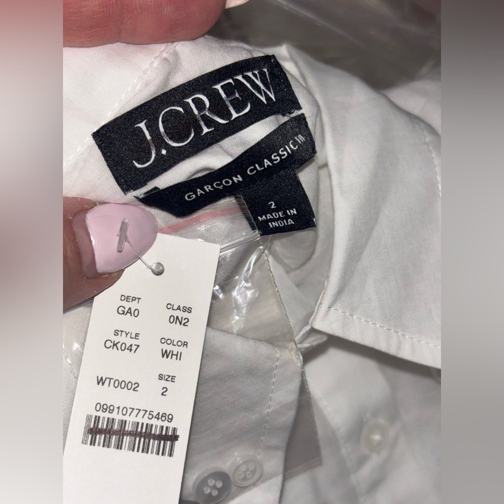 NWT J.Crew Garçon classic shirt in cotton poplin Size 2 White Preppy Cotton - Picture 11 of 13